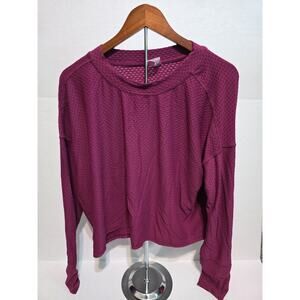 Calia Women's Long Sleeve Textured Waffle Knit Top Size XL Purple Lightweight...